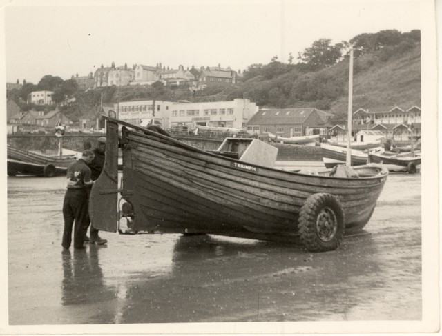 A coble on Filey beach 1960